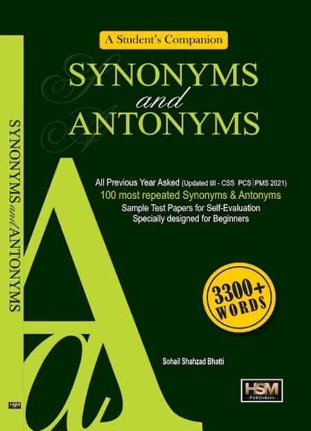 Cover of Synonyms and Antonyms book for CSS, PMS, and competitive exams featuring 3300+ English words