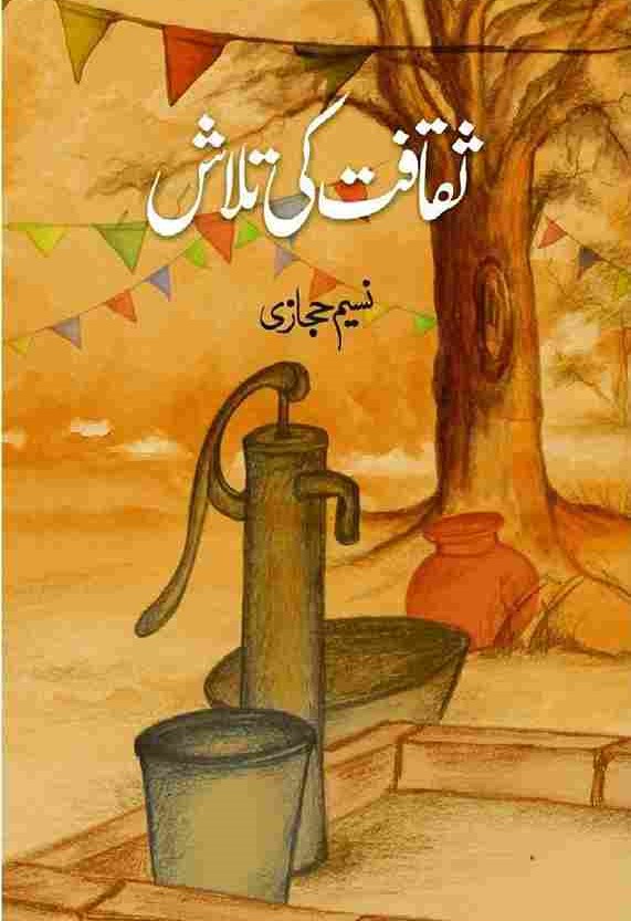 Book cover featuring a rustic village scene with a hand-operated water pump in the foreground, a large tree, and a colorful banner with triangular flags hanging in the background.